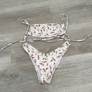 Frankie’s Bikinis Pink Rosebud Print Bikini Set